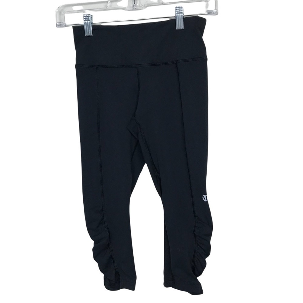 Lululemon Black Crop Ruched Leggings